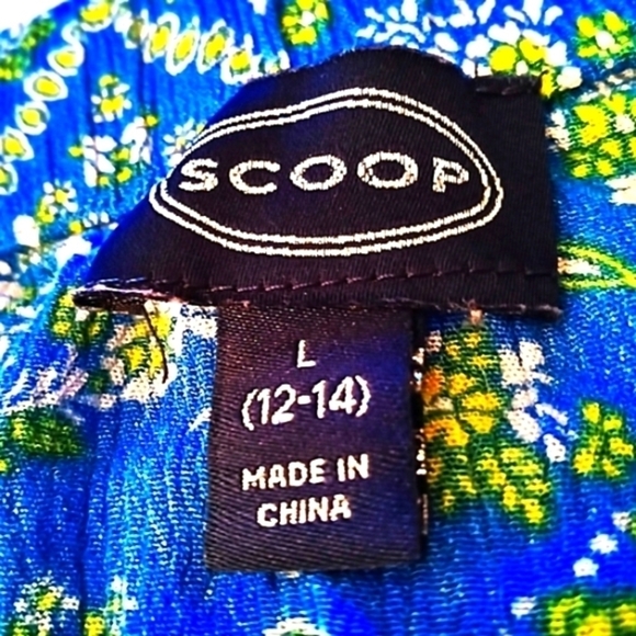 𝅺Scoop L 12-14 Blue and White Elastic Pull on Style Tiered 100% Rayon Skirt - Picture 2 of 7